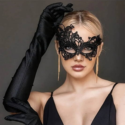 Enchanting Elegance: Lase Babe Black Feather Butterfly Half Face Mask