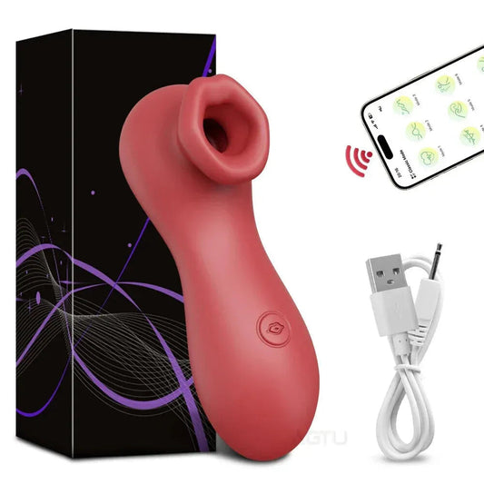 App Controlled Clit Sucker Vibrator for Women Nipple Stimulator Masturbator for Couples - Red