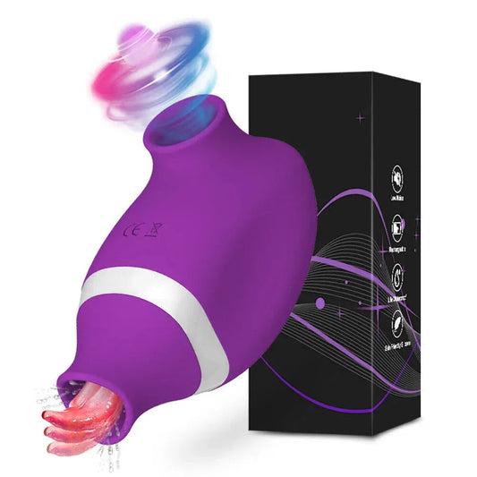 2 In 1 Clit Stimulator Sucking Licking Vibrator for Women - Purple