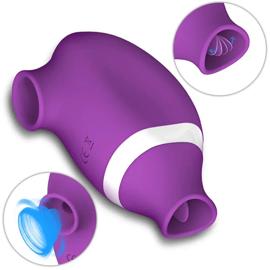 2 In 1 Clit Stimulator Sucking Licking Vibrator for Women - Purple
