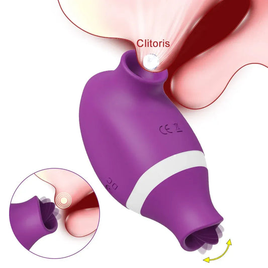 2 In 1 Clit Stimulator Sucking Licking Vibrator for Women - Red