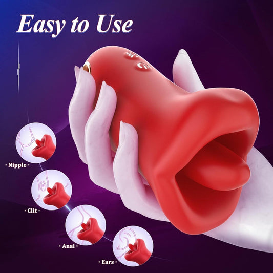 Luxurious Big Mouth Tongue-Licking Vibrator - Multi-Function Adult Massager for Women