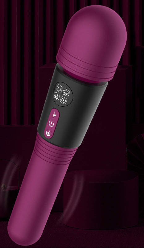 (Purple) Powerful Dual Stimulation Wand Vibrator - Heated Tip, Multi-Mode, LCD Display
