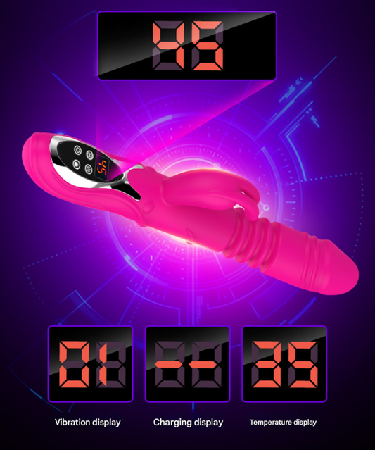 (Purple)Ultimate G-Spot & Clitoral Rabbit Vibrator - Telescopic, Heated, Rotating