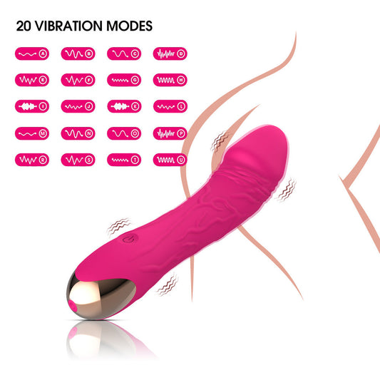 Pink Intense Pleasure G-Spot Vibrator - 20 Speed Rechargeable Silicone Wand with Magnetic Charging