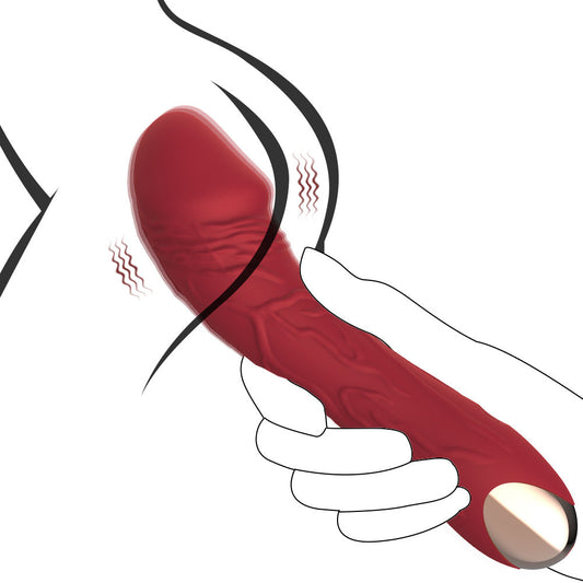 Dark Red Intense Pleasure G-Spot Vibrator - 20 Speed Rechargeable Silicone Wand with Magnetic Charging