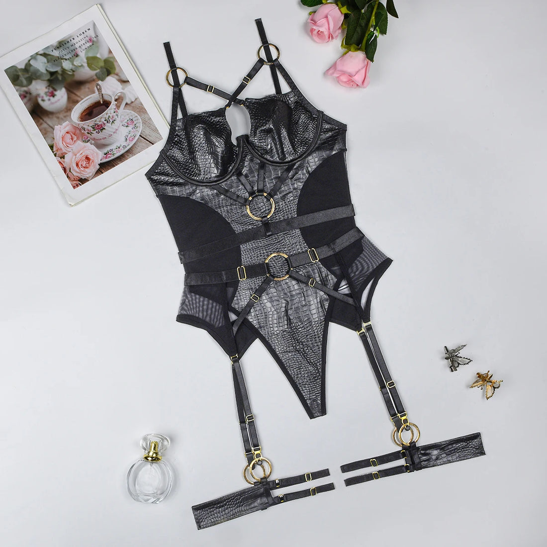 Felisha Fetish Call Of The Night | Latex | Luxury Crocodile Leather Bodysuit