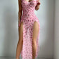 Petals Floral Long Dress Pure Desire High Split Night Dress