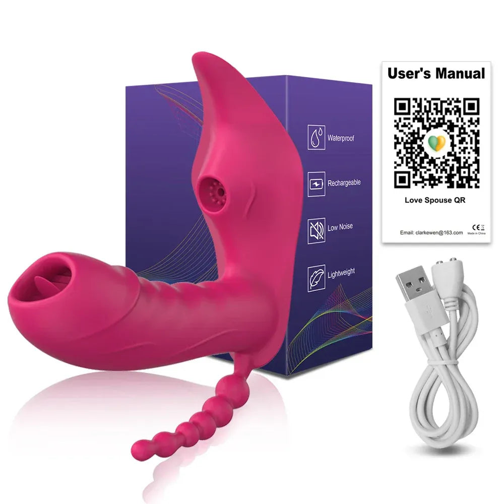 Wireless Remote Control Dildo Vibrator 3 In 1 Stimulator for Women - Pink