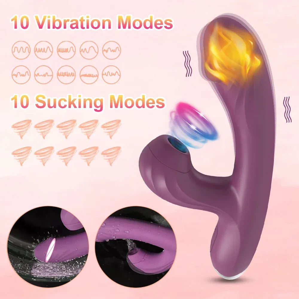 Vibrating Clit Sucker for Women G Spot Stimulator Heat - Purple