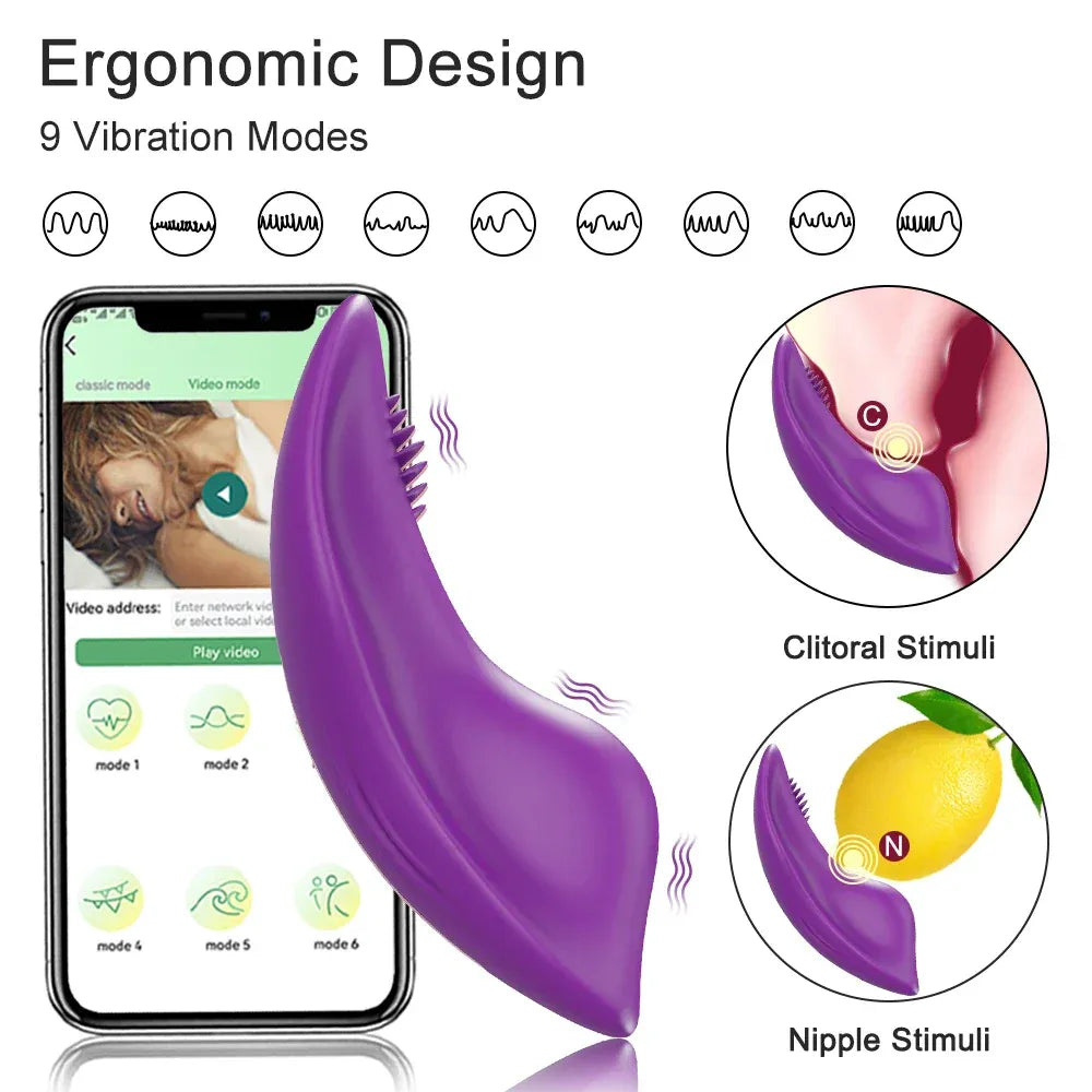 Mini Clit Vibrator for Women Wearable Panties Stimulator App Control for Couples Female Masturbator - Purple