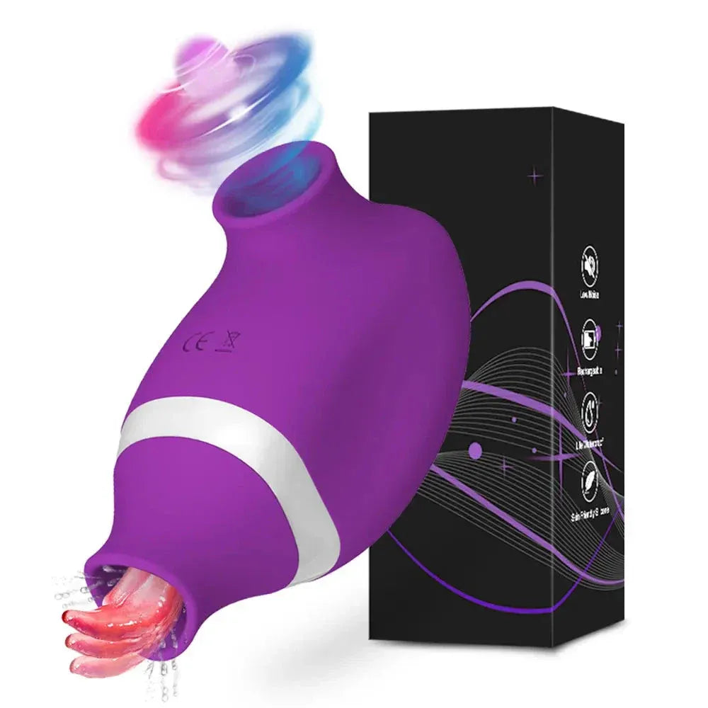2 In 1 Clit Stimulator Sucking Licking Vibrator for Women - Purple