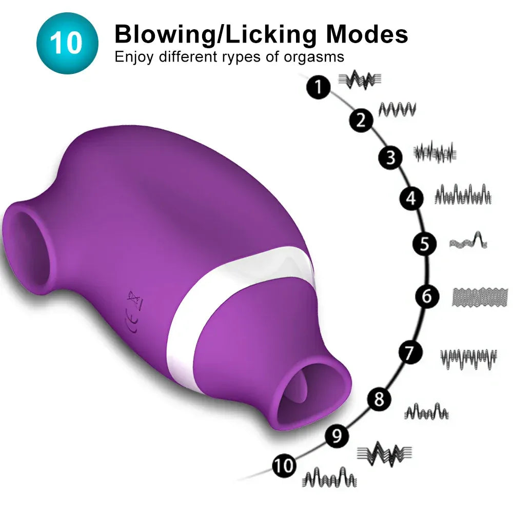 2 In 1 Clit Stimulator Sucking Licking Vibrator for Women - Purple