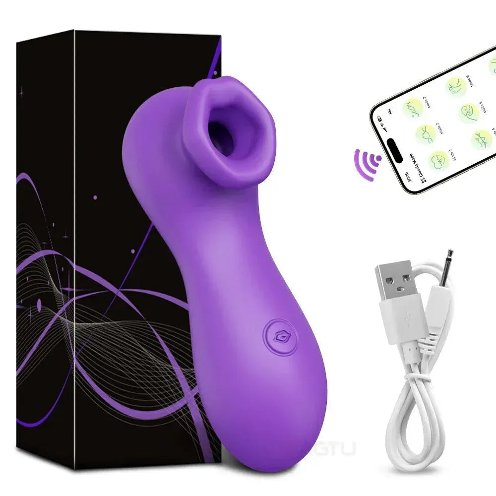 Female Clit Sucker Vibrator Vacuum Nipple Stimulator for Couples - Purple