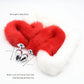 Extra Long Faux Fur Tail with Metal Anal Plug - Playful Cosplay & Adult Novelty Accessory(White and red-small)