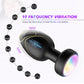 Black Luminous LED Vibrating Anal Plug with Wireless Remote - 10 Speeds, 7 Light Modes, Waterproof Silicone