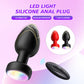 Black Luminous LED Vibrating Anal Plug with Wireless Remote - 10 Speeds, 7 Light Modes, Waterproof Silicone