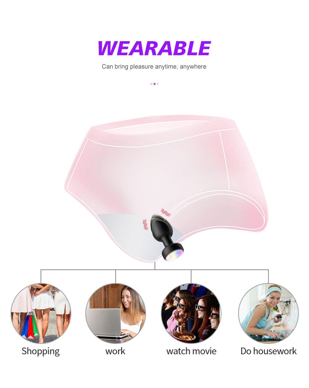 Black Luminous LED Vibrating Anal Plug with Wireless Remote - 10 Speeds, 7 Light Modes, Waterproof Silicone