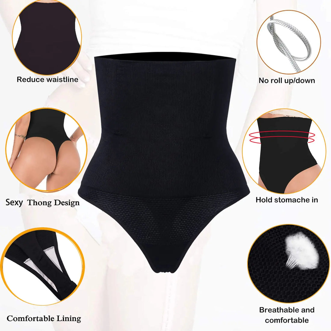 Seamless Thong Shapewear: High-Waist Tummy Control Slimming Panties