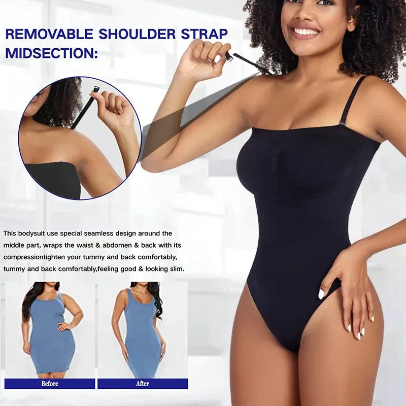 Sculpting Off-Shoulder Body Shaper with Crotch Opening