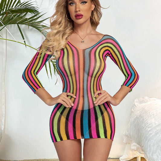 Transparent Striped Sensual Babydoll Nightgown