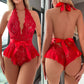 Seductive Open Crotch Lace Babydoll Lingerie Set