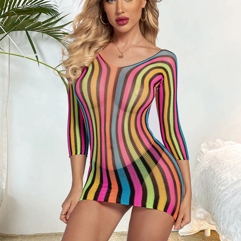 Transparent Striped Sensual Babydoll Nightgown