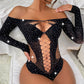 Seductive Mesh Teddy Lingerie Set with Open Bra