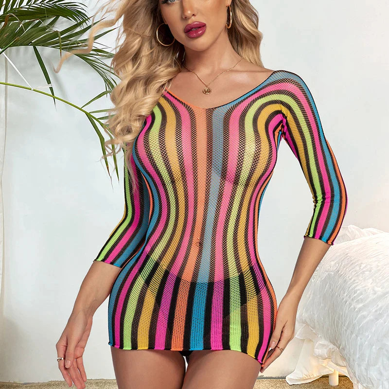 Transparent Striped Sensual Babydoll Nightgown