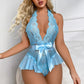 Seductive Open Crotch Lace Babydoll Lingerie Set