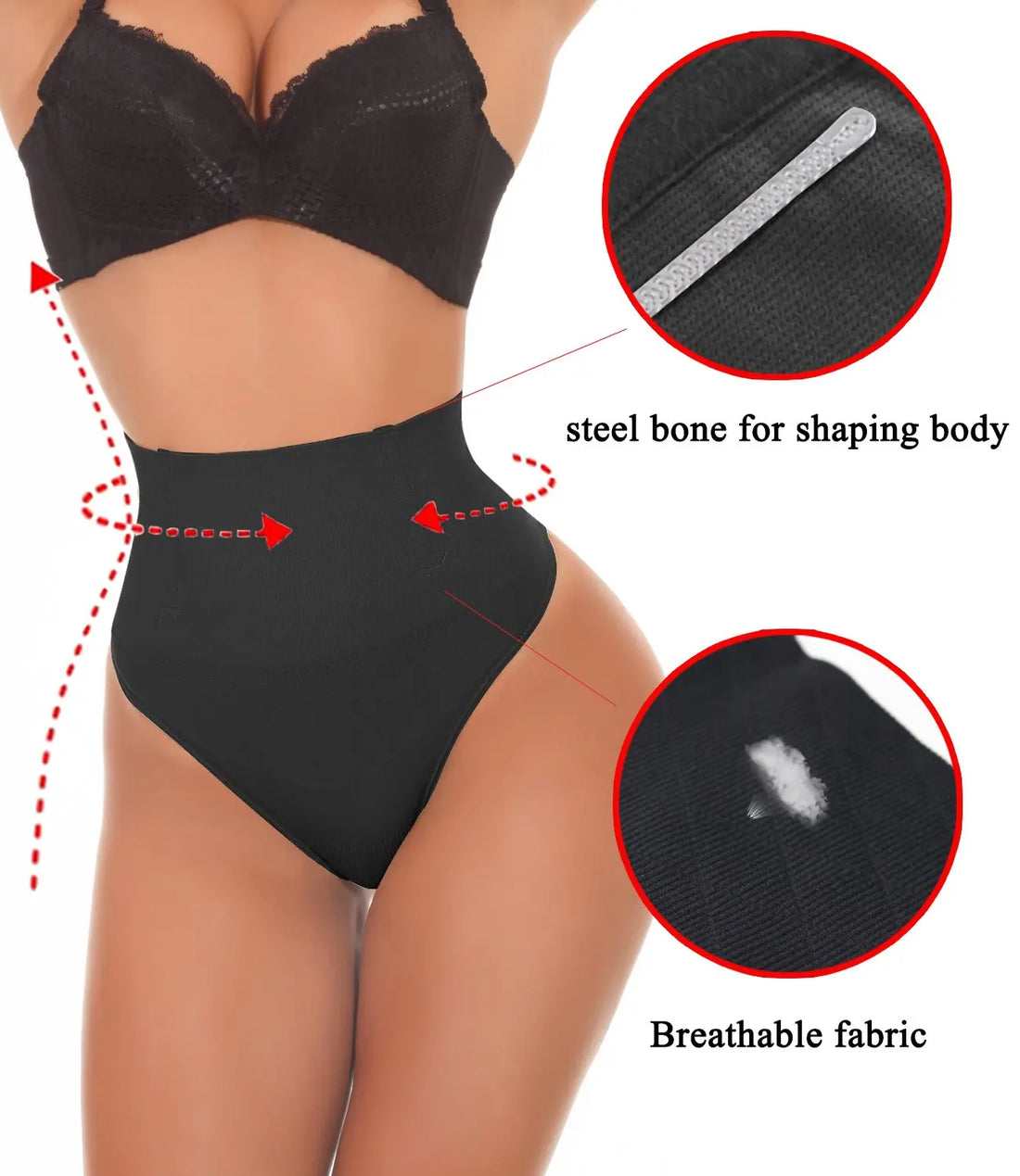 Seamless Thong Shapewear: High-Waist Tummy Control Slimming Panties