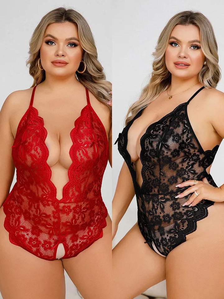 Seductive Plus Size Lace Babydoll Sleepwear